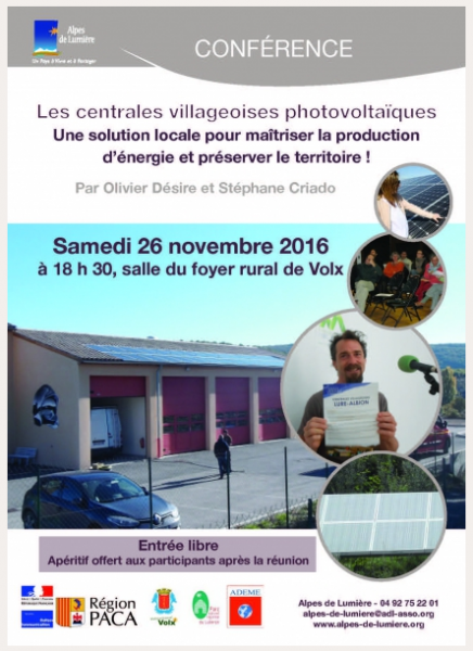 Actualité détail Conférence Les centrales villageaoises photovoltaïques - Alpes de Lumière